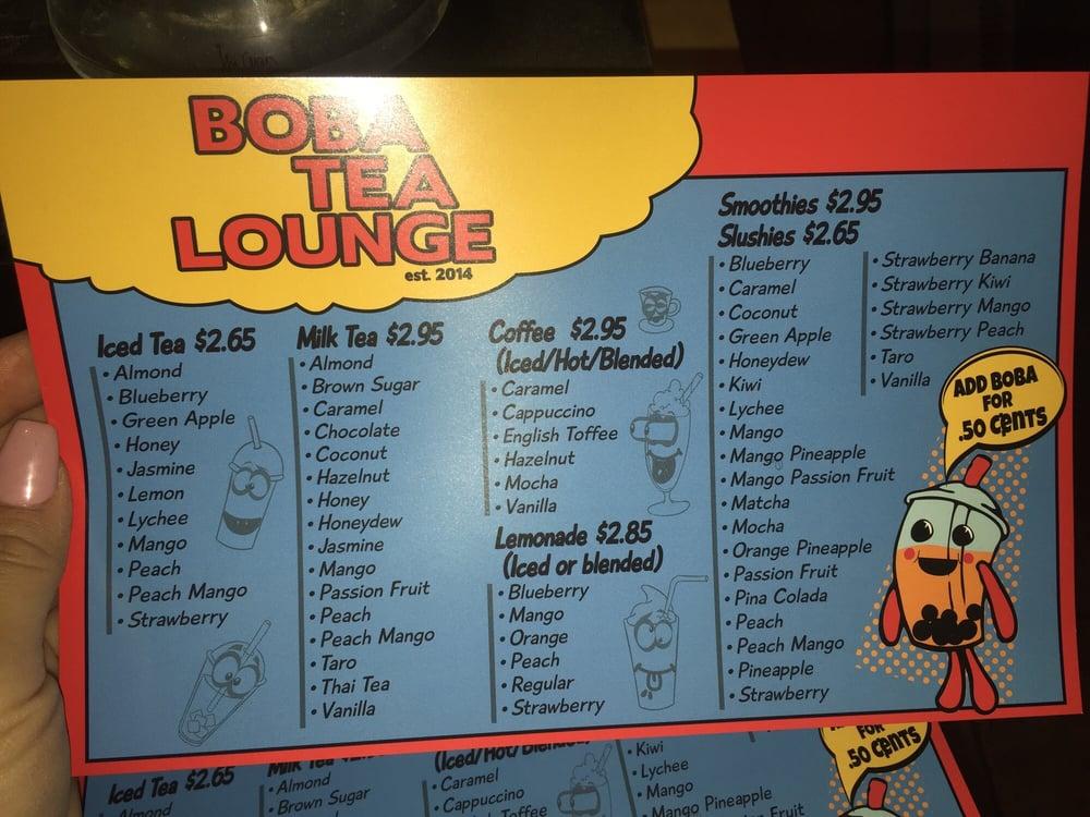 Menu at Boba Tea Lounge restaurant, Covina