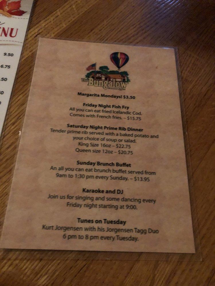 Menu at Bungalow Inn pub & bar, Lakeland