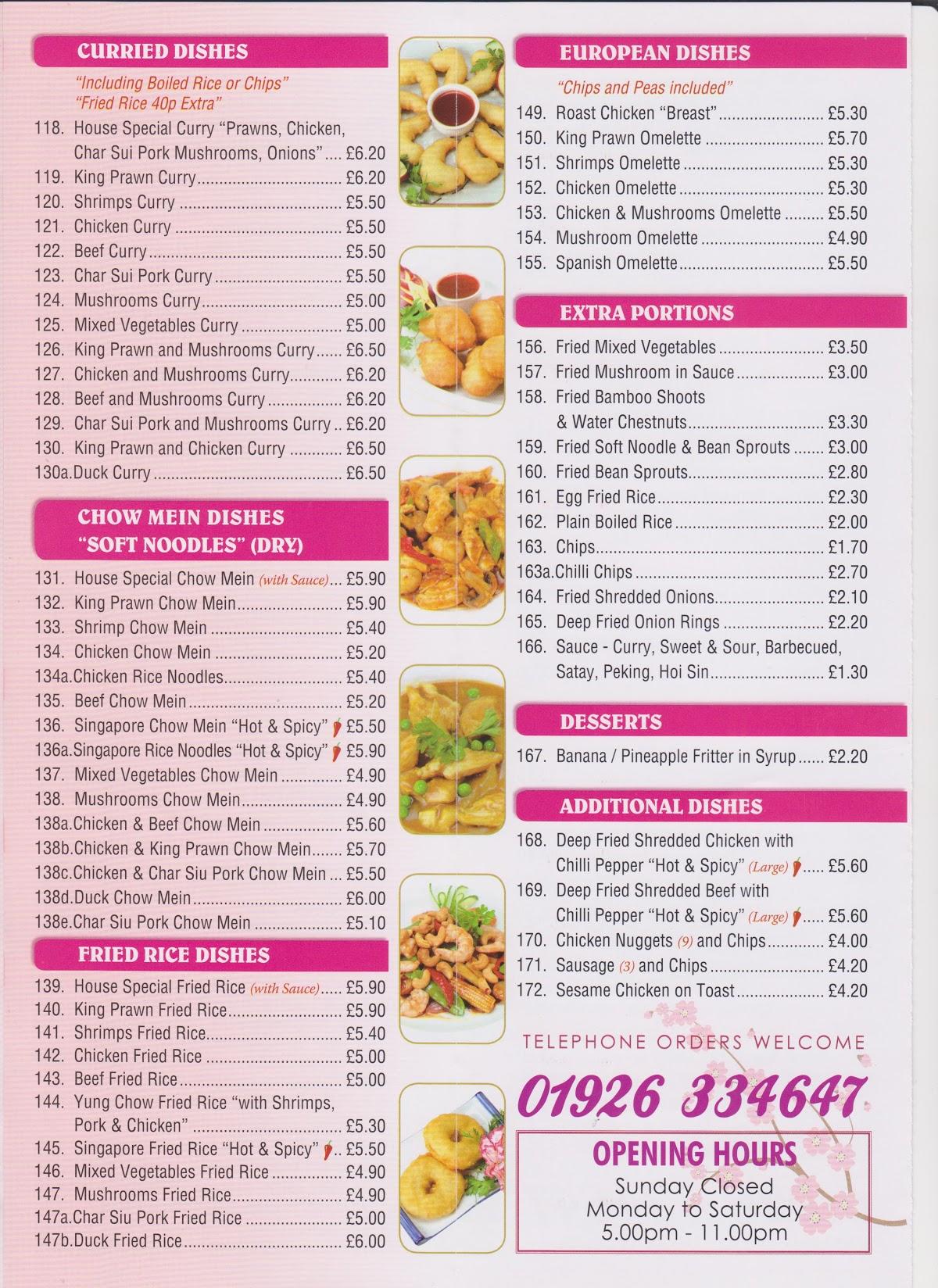 Menu at New Blossom Court fast food, Royal Leamington Spa, 42 Rugby Rd