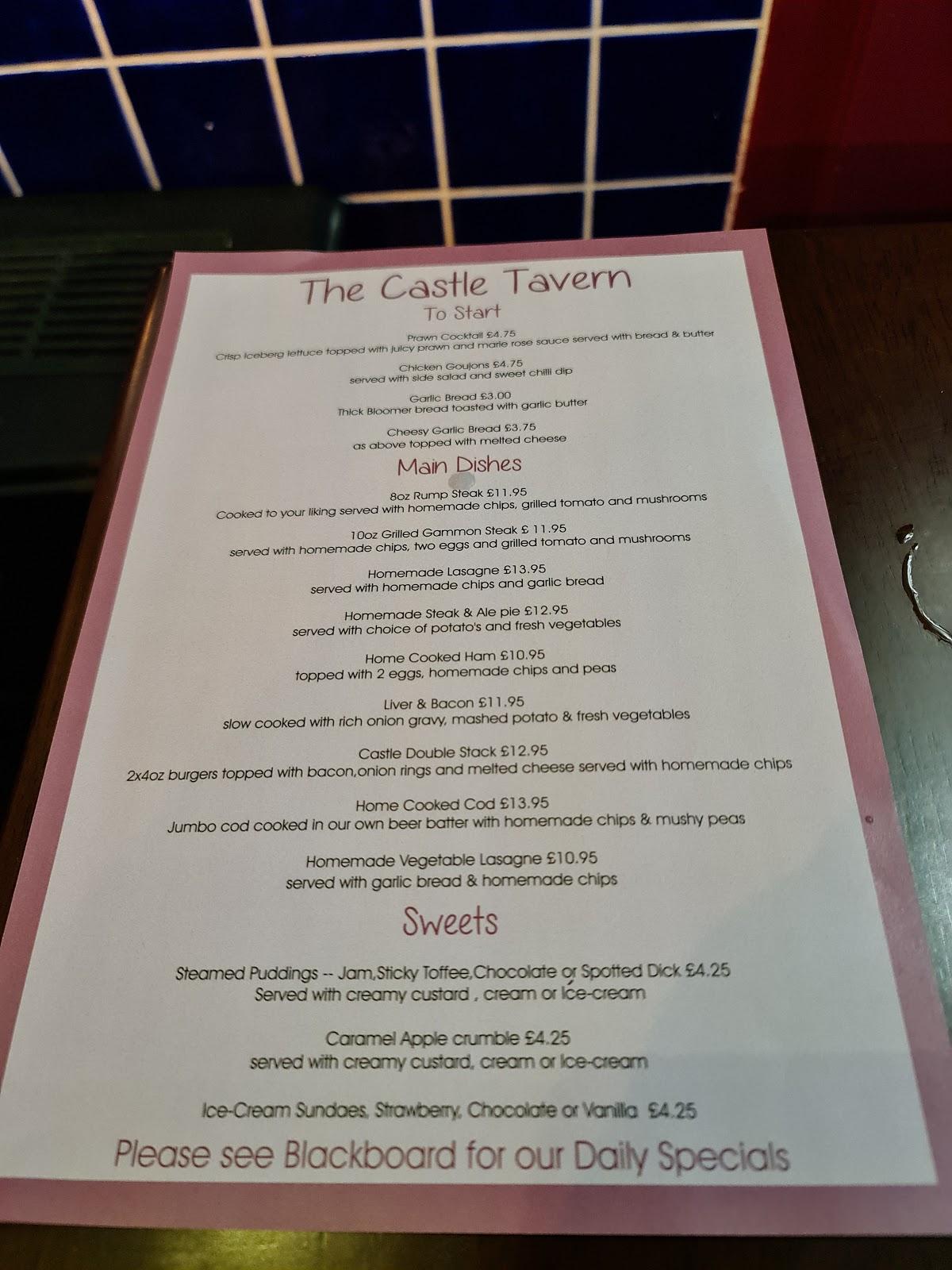 Menu at The Castle Tavern pub & bar, Gosport, Castle Row
