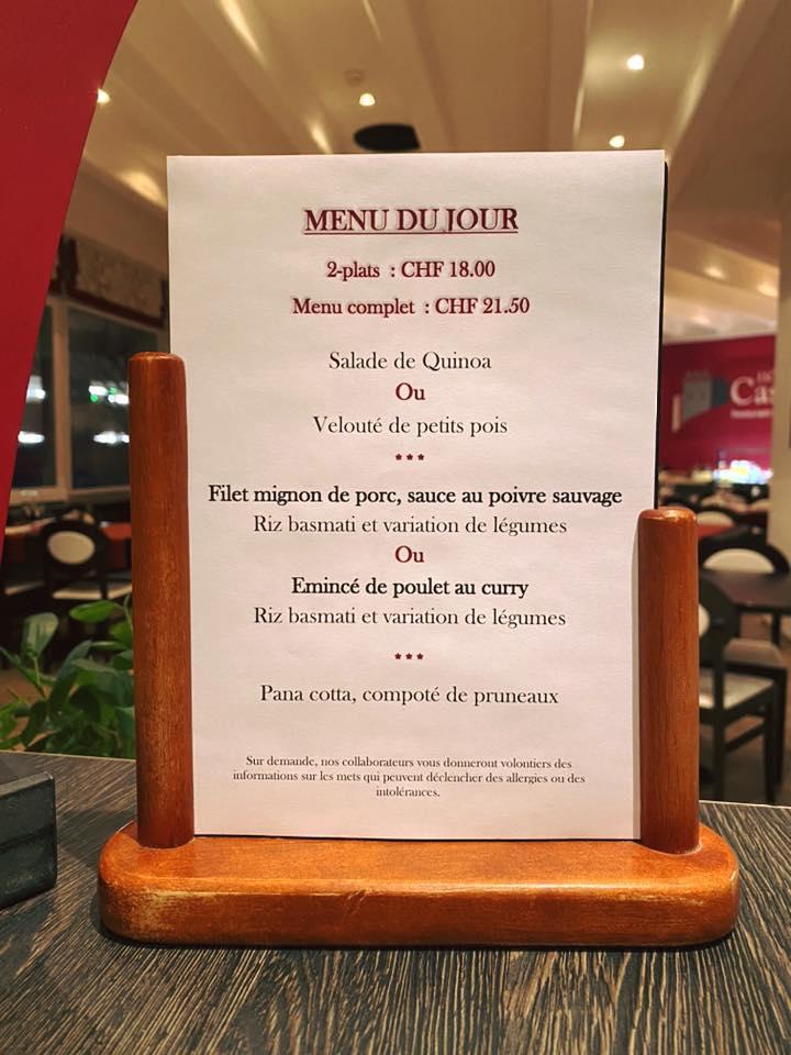 Menu de Hôtel Castel