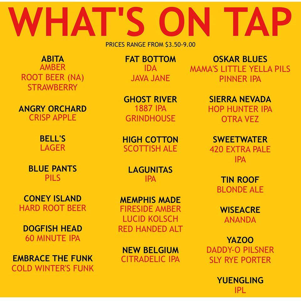 Menu at Madison Bottle Shop, Memphis