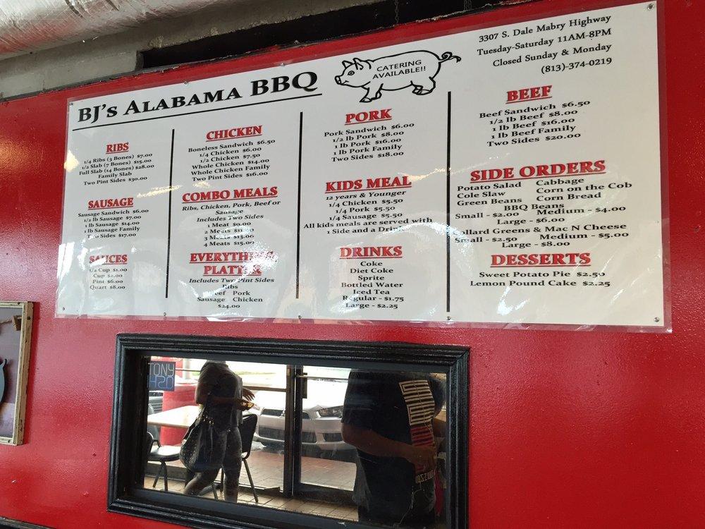 Menu at BJ’s Alabama BBQ!, Tampa