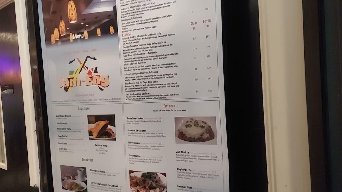 Menu at JamEng Caribbean And English Cuisine pub & bar, Orlando