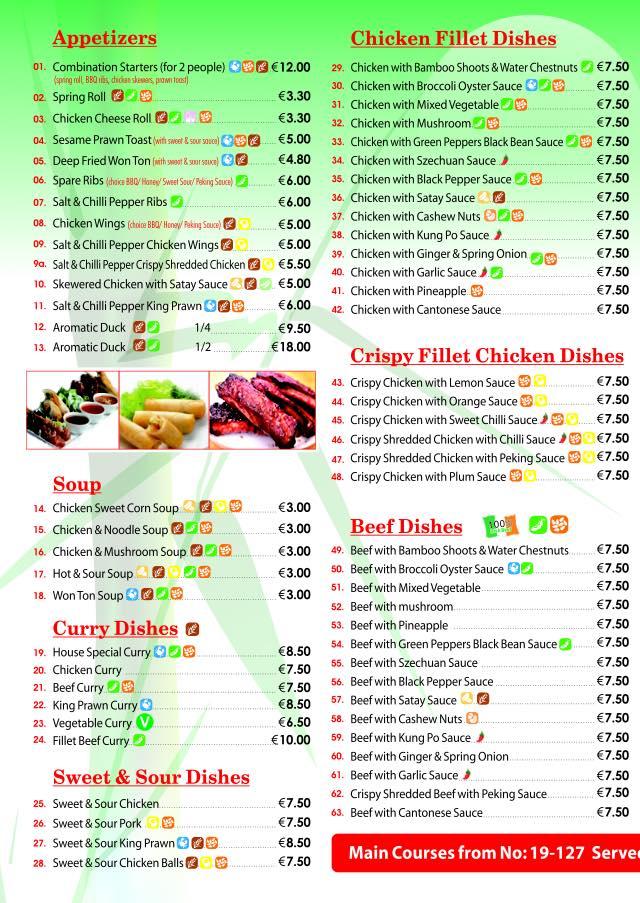 Menu at Bamboo Gate restaurant, Drogheda