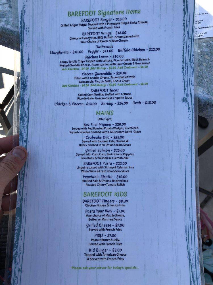 Menu At Barefoot Bar Grill Cape May menu-at-barefoot-bar-grill-cape-may