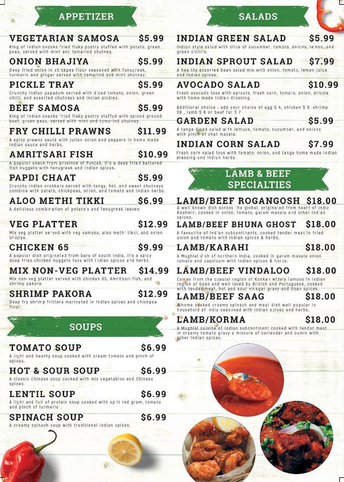 Menu at Indian Authentic Cuisine pub & bar, Canmore