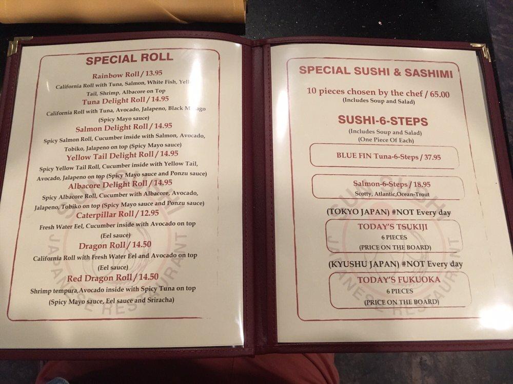 Menu at Sun Sushi restaurant, Santa Barbara