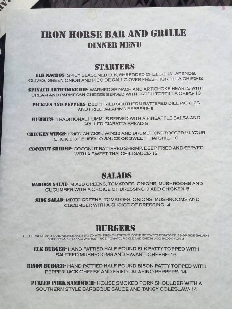 Menu at Iron Horse Bar and Grill, Gardiner