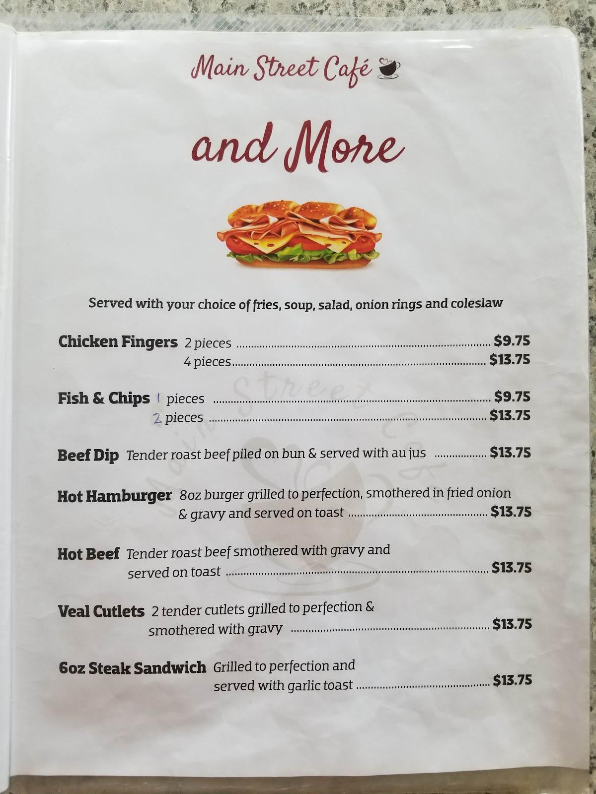 Menu at Main Street Café & Lounge, Foremost