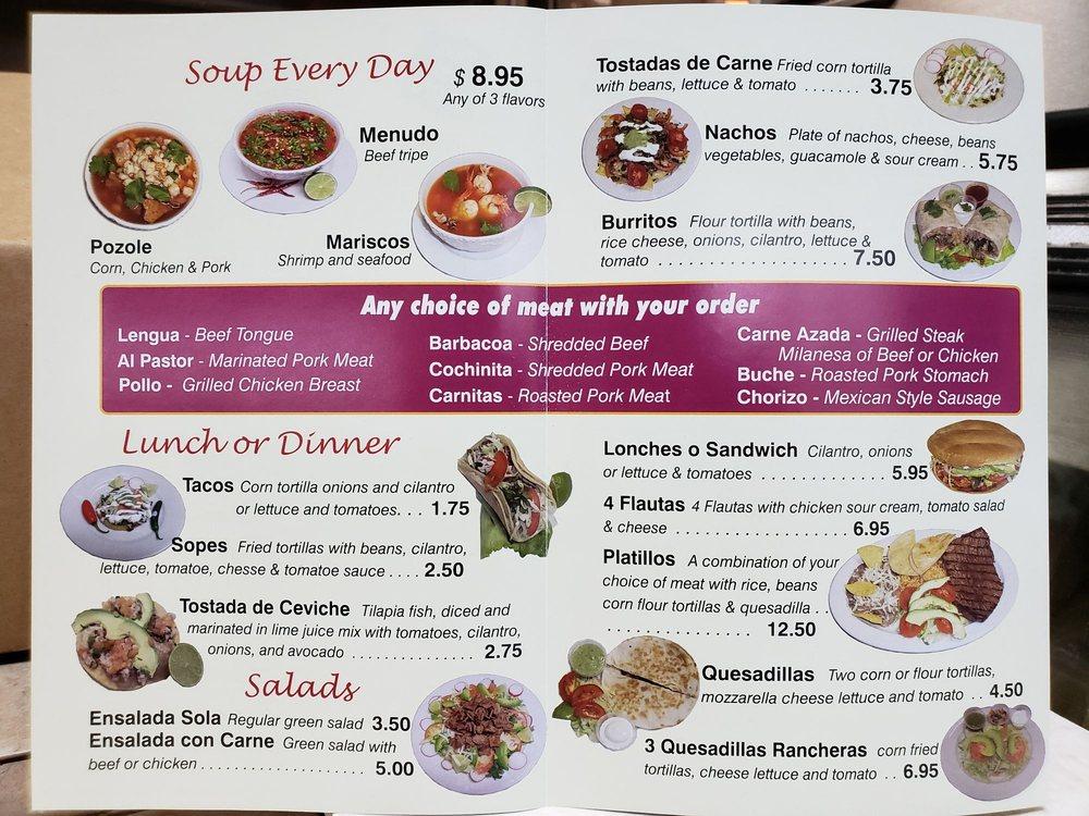 Menu at Tacos Mi Nacho restaurant, Meriden