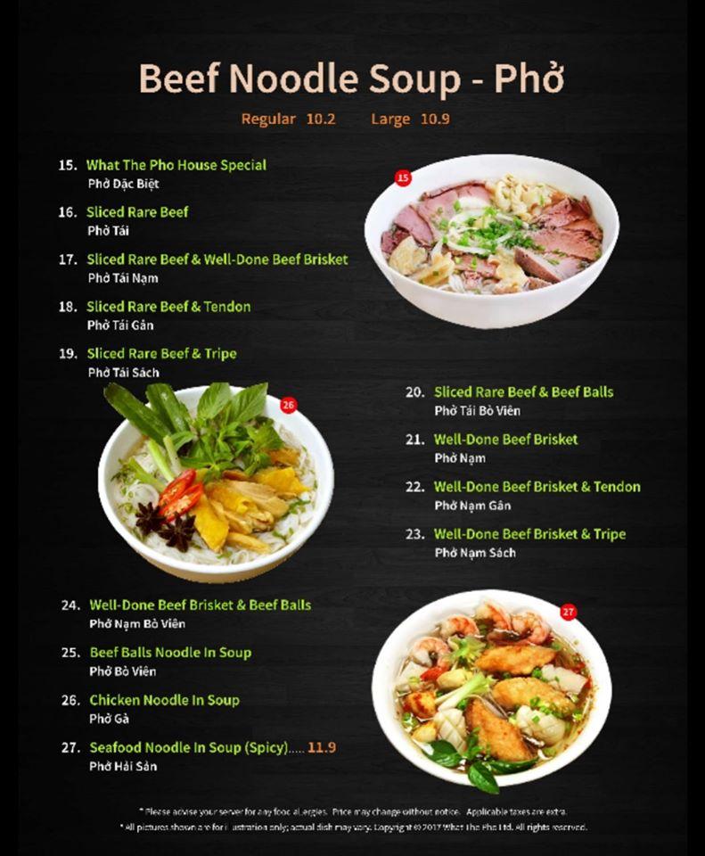 Menu at What The Pho restaurant, Surrey