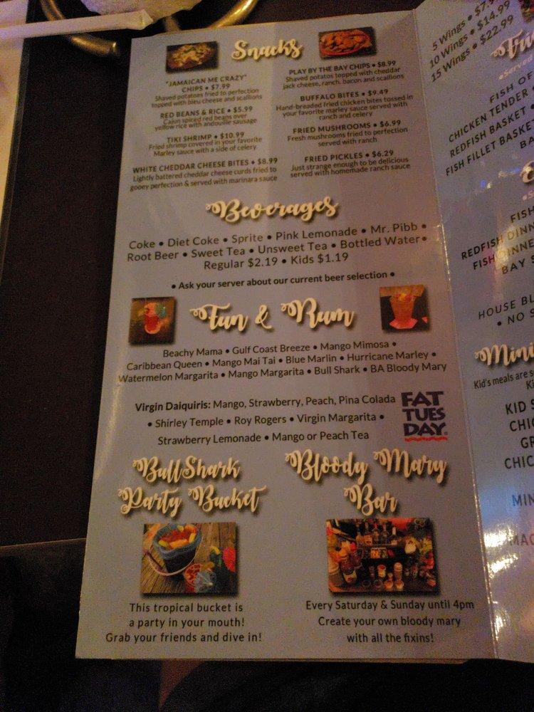 Menu at Mango Marley's pub & bar, Mexico Beach