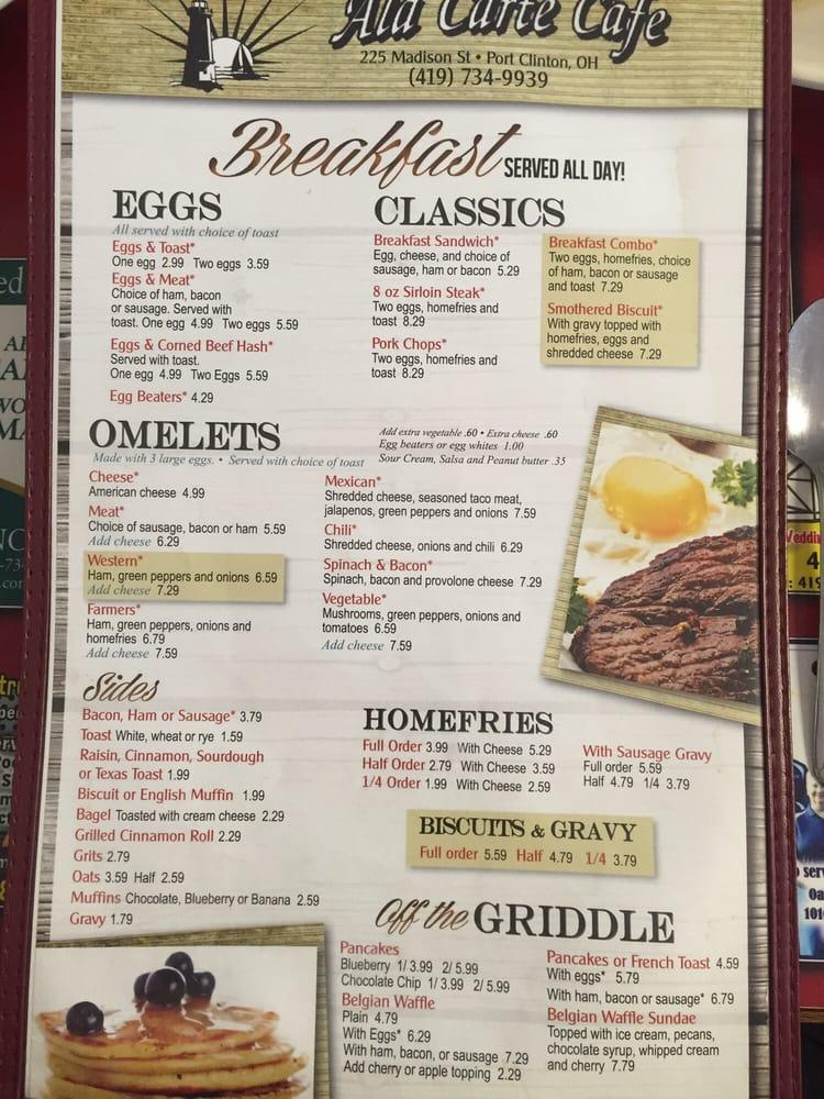 Menu at Ala Carte Café cafe, Port Clinton