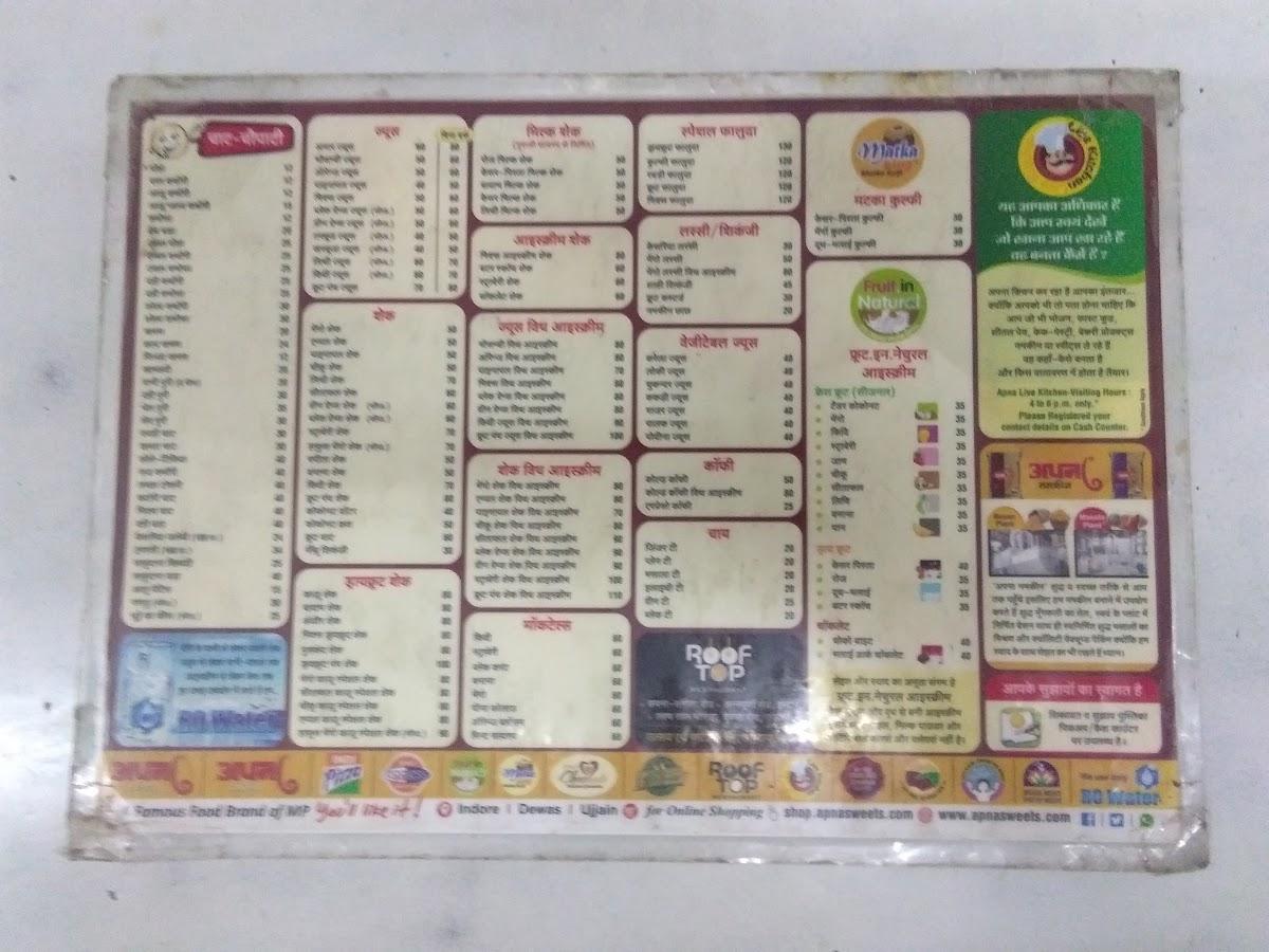 Apna Sweets menu