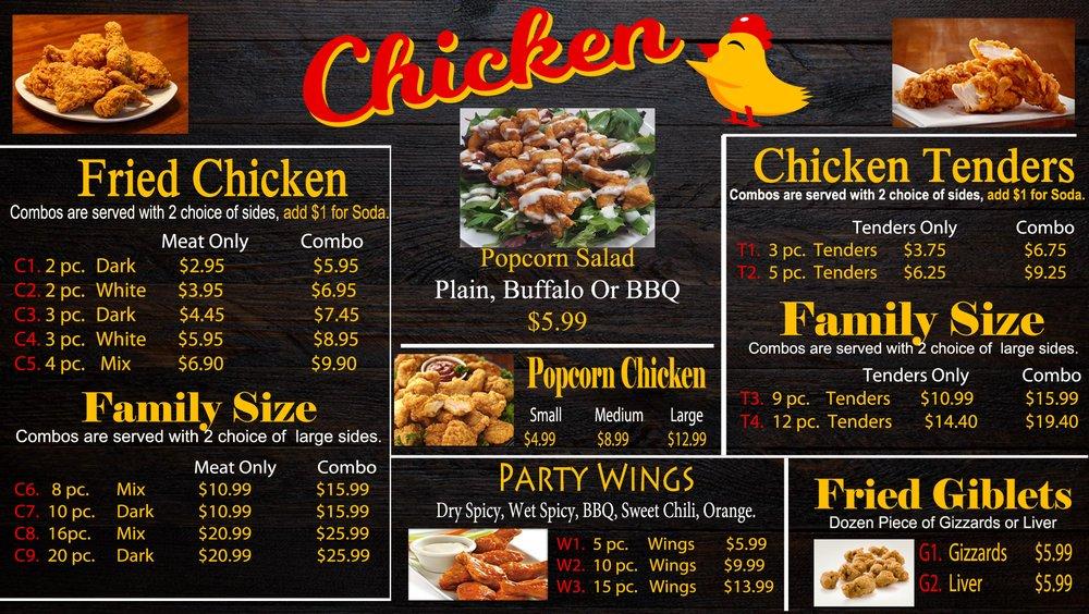 Menu at The Chicken Shop restaurant, Santee