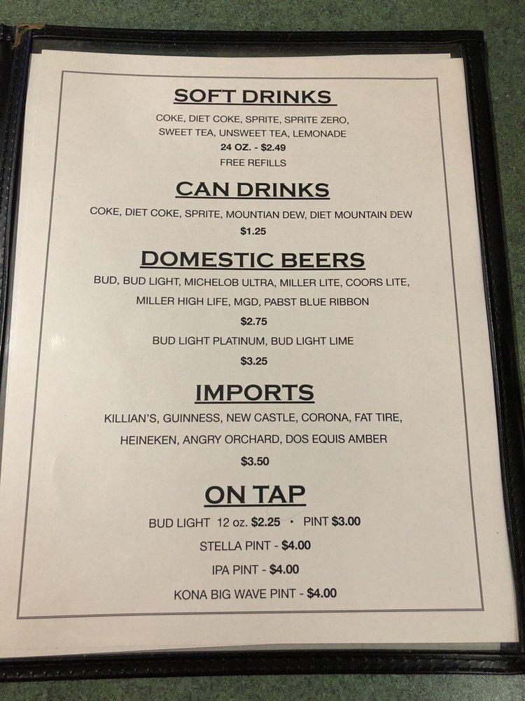 Menu at Handle Bar, Kokomo