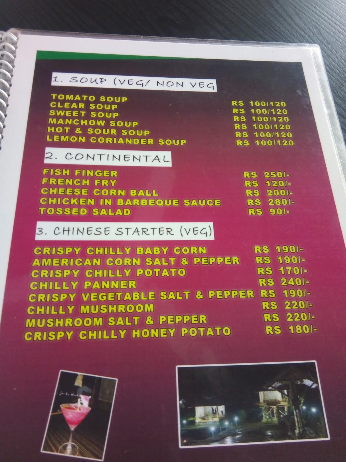 Mayflower Resort menu