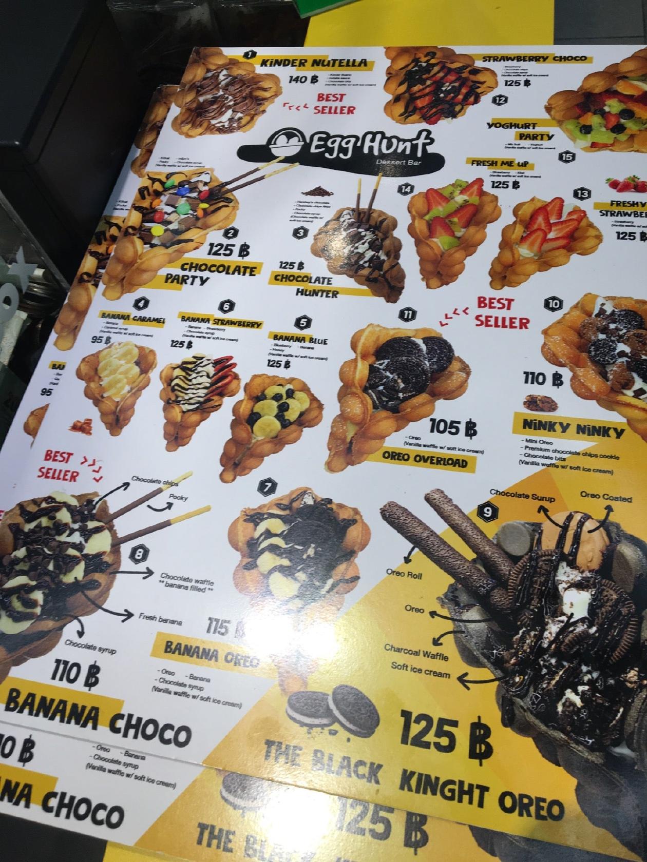 Menu at The Waffle, Bangkok, Siam Square