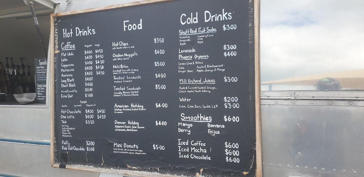 Menu at Silver bullet coffee company cafe, Napier