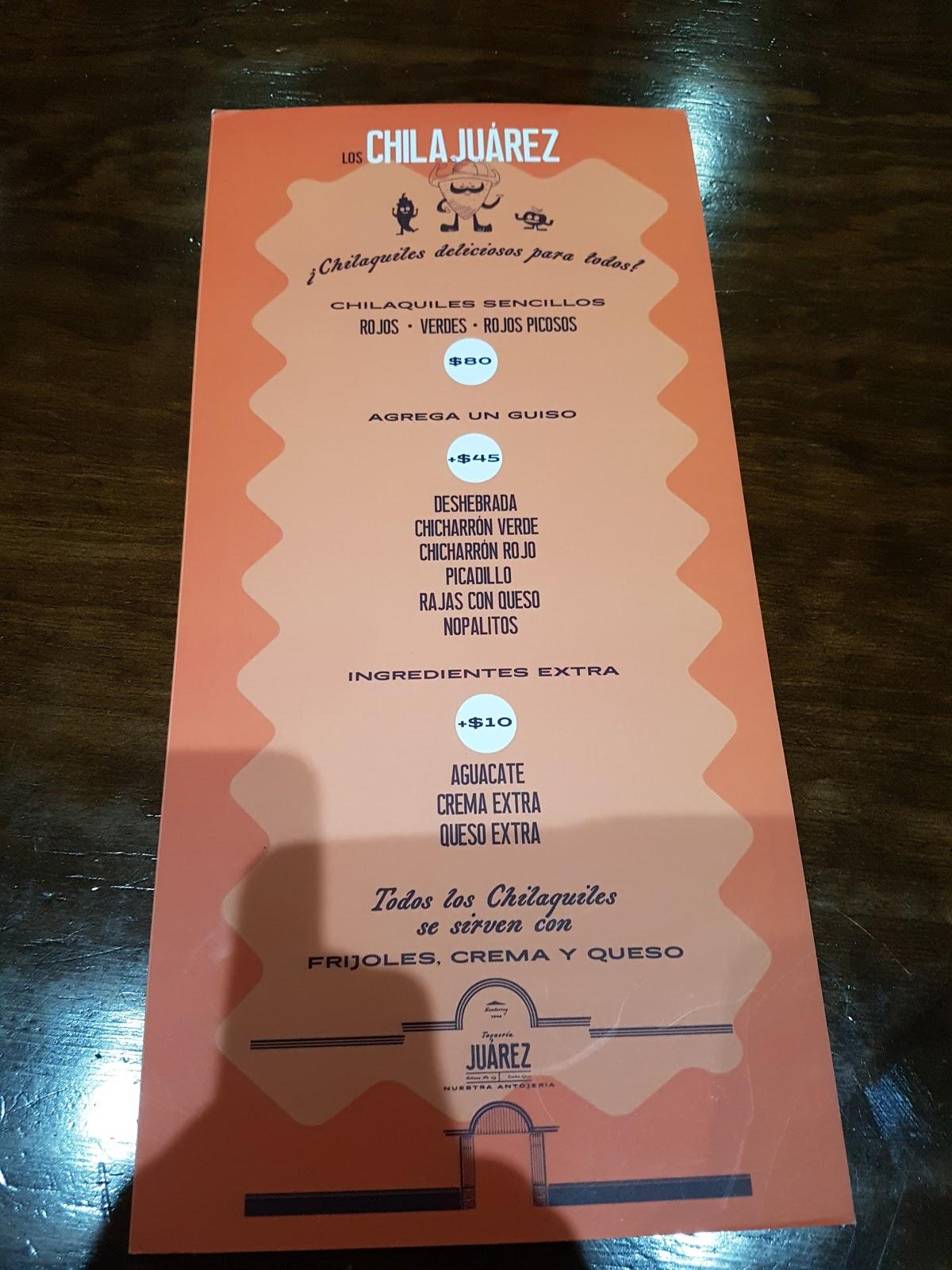 Carta del restaurante Taquería Juárez Sucursal Linda Vista, Guadalupe