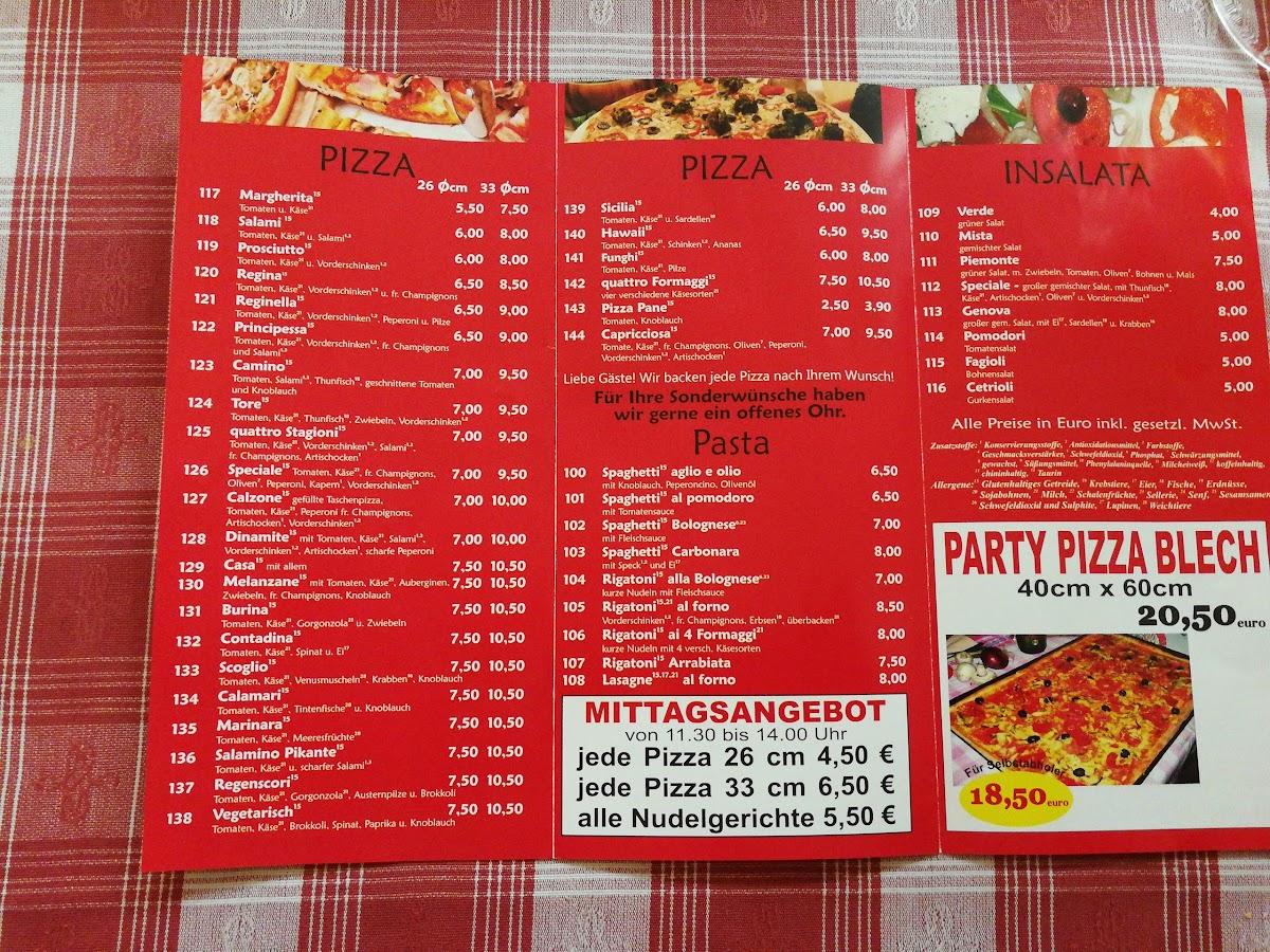 Speisekarte von De Lucio's Pizzaservice, Scheyern