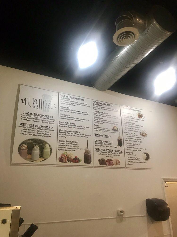 Menu at Gordon’s Milkshake Bar, Indianapolis