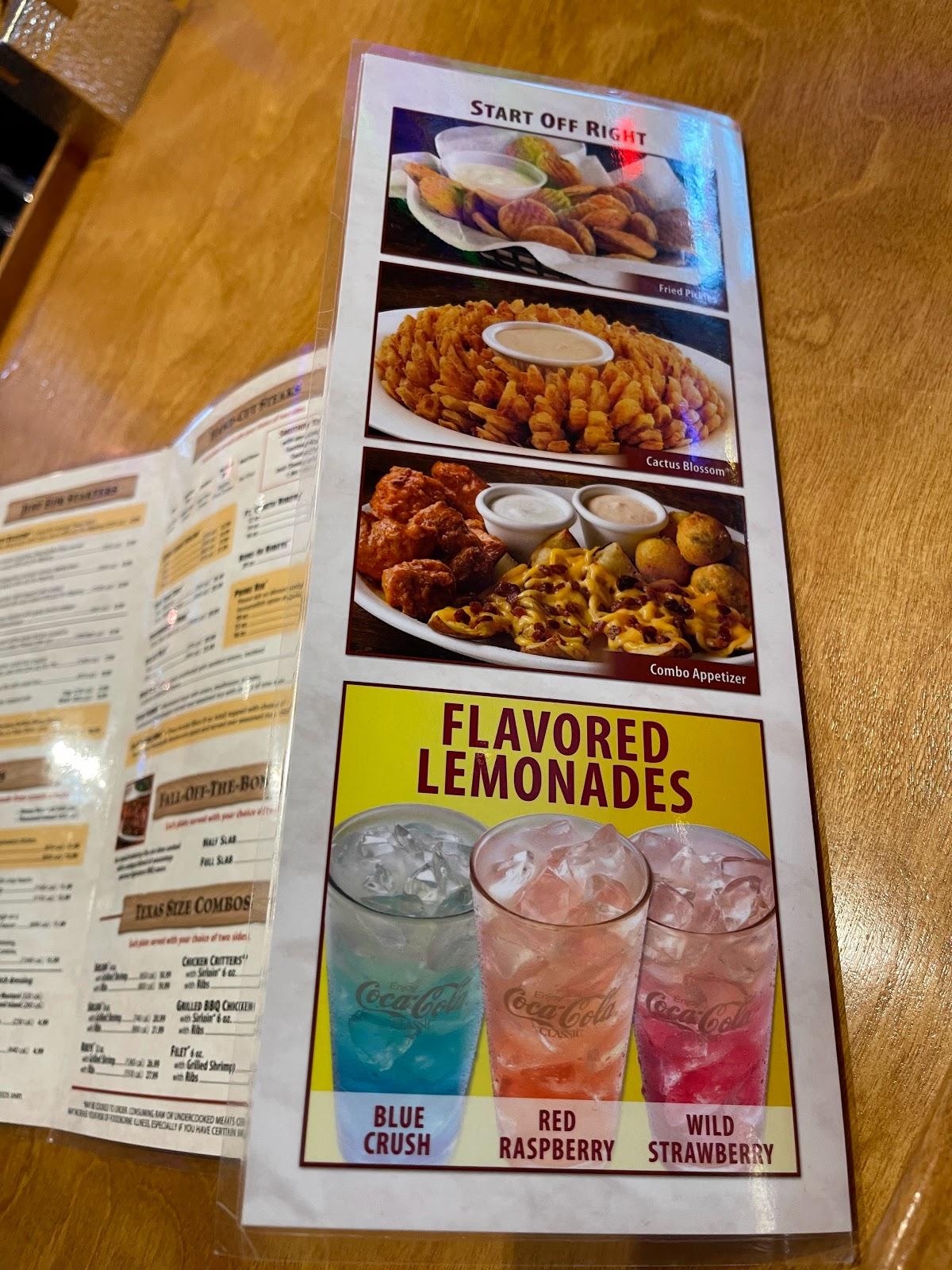 Carta de barbacoa Texas Roadhouse, Sioux Falls