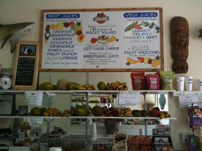 Menu at Athens Juice Bar, Miami Beach, Washington Ave