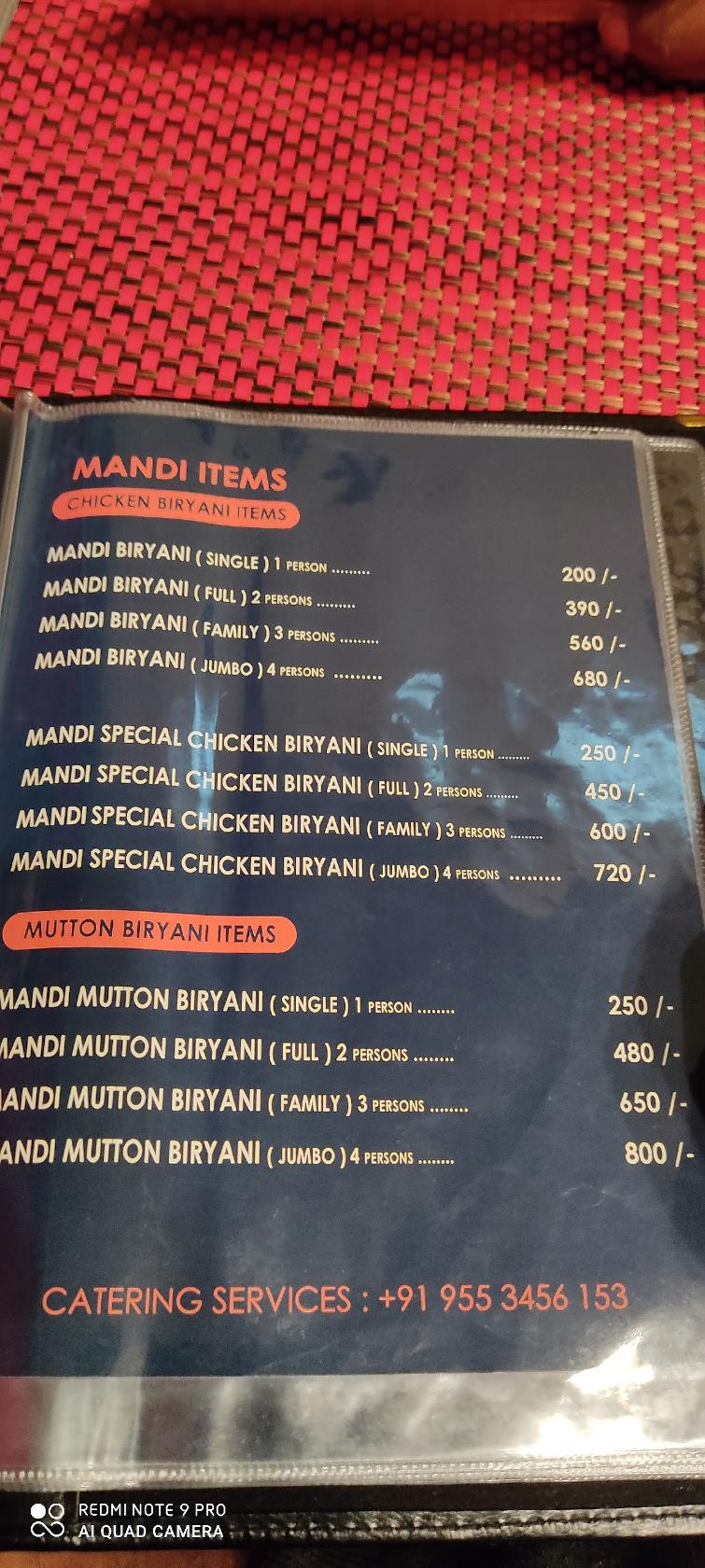 Bawarchi menu
