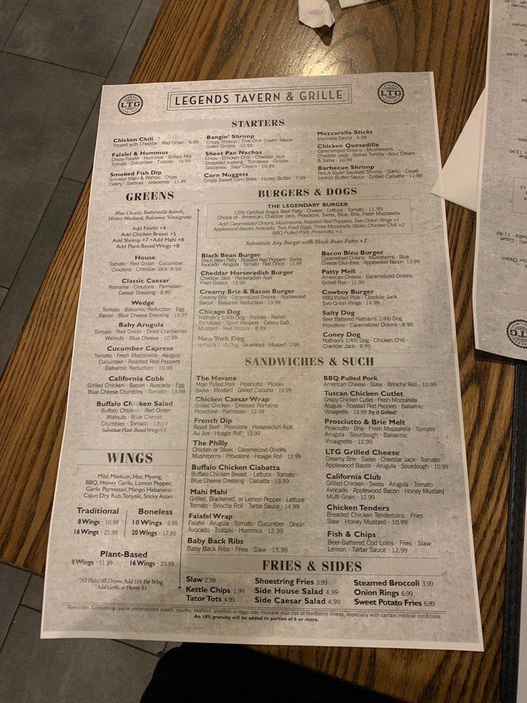 Menu At Legends Tavern Grille Plantation Pub Bar Plantation Menu At Legends Tavern Grille Plantation Pub Bar Plantation