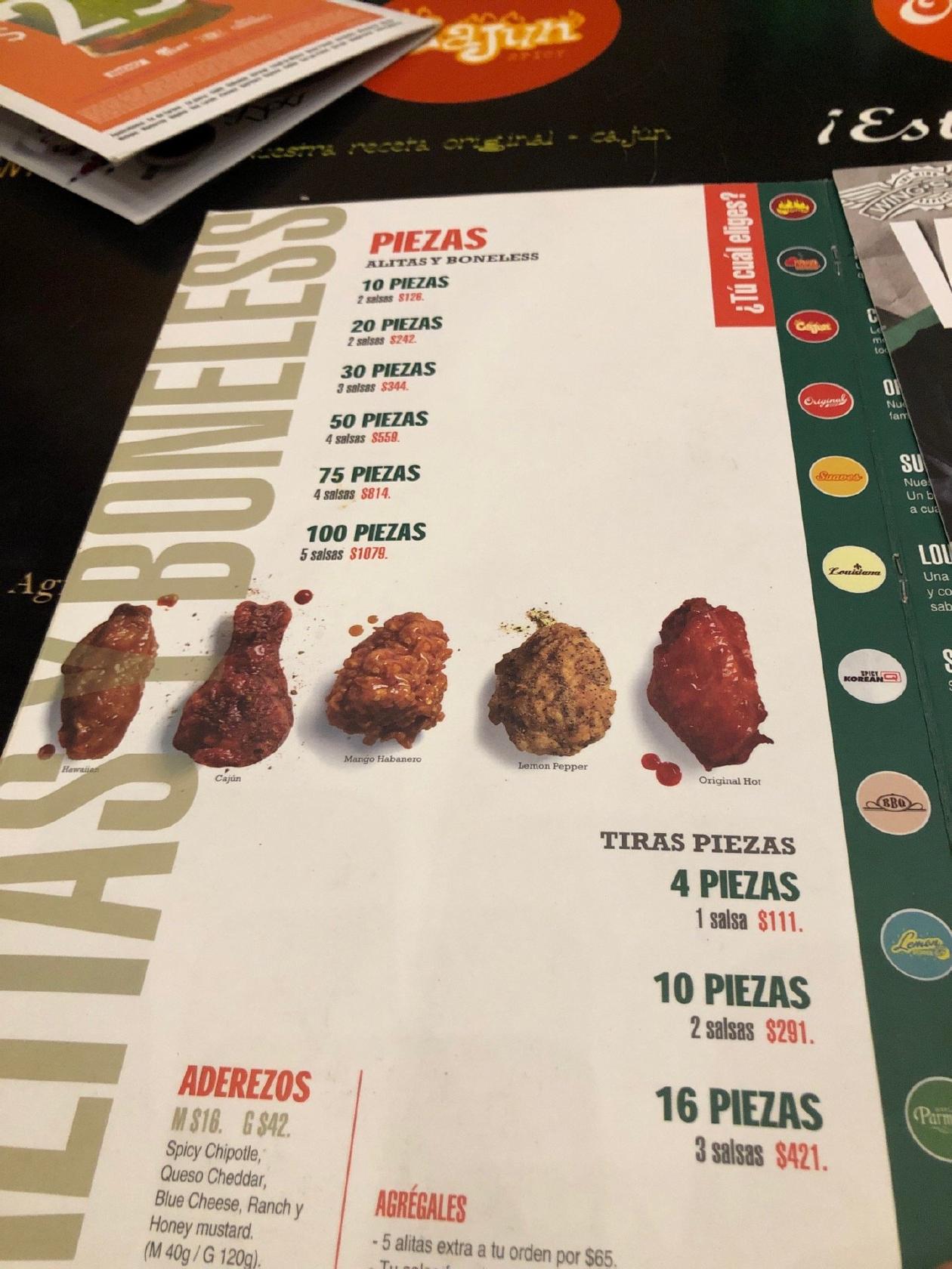 Menu at Wingstop Ciudad del Carmen restaurant, Ciudad del Carmen, Av  Corregidora 25