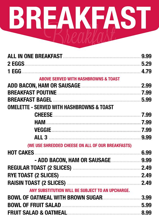 Menu at Discovery Coop Cafe, North Battleford