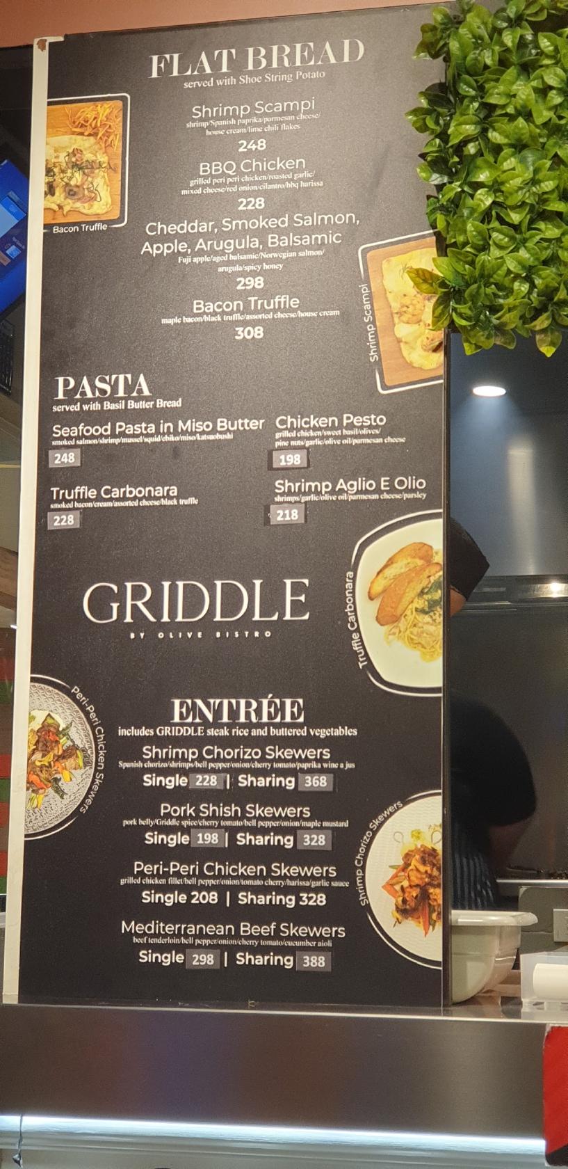 Menu at Griddle by Olive Bistro restaurant, Pasig