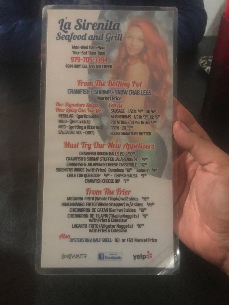 Menu at La Sirenita Seafood N Grill restaurant, Freeport