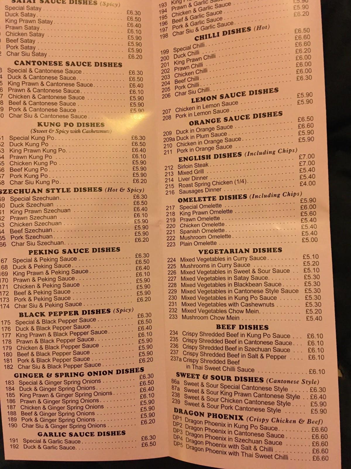 Menu at Wo Foong fast food, Colwyn Bay, 242 Abergele Rd