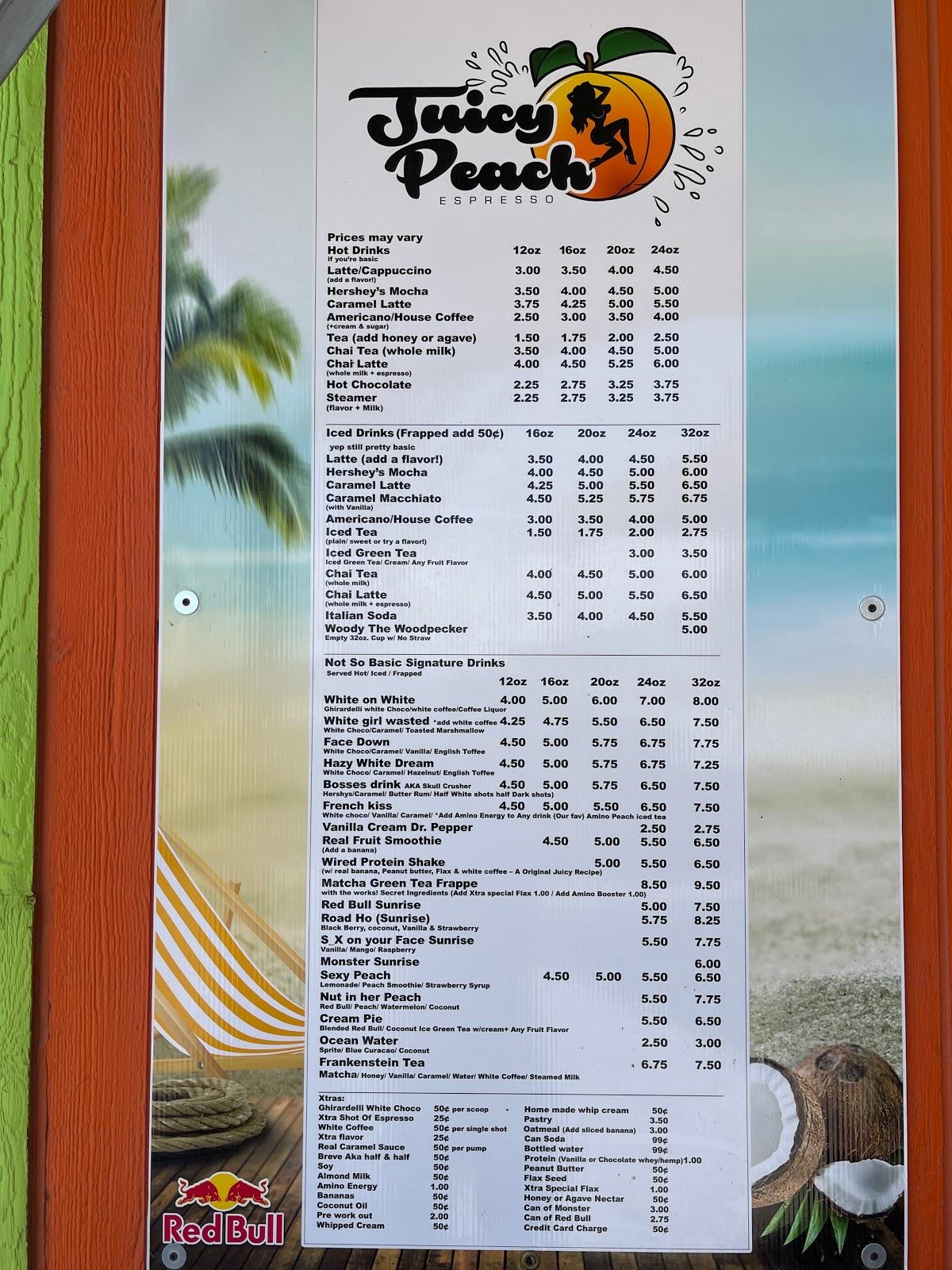 Menu At Juicy Peach Espresso Restaurant Carlsbad