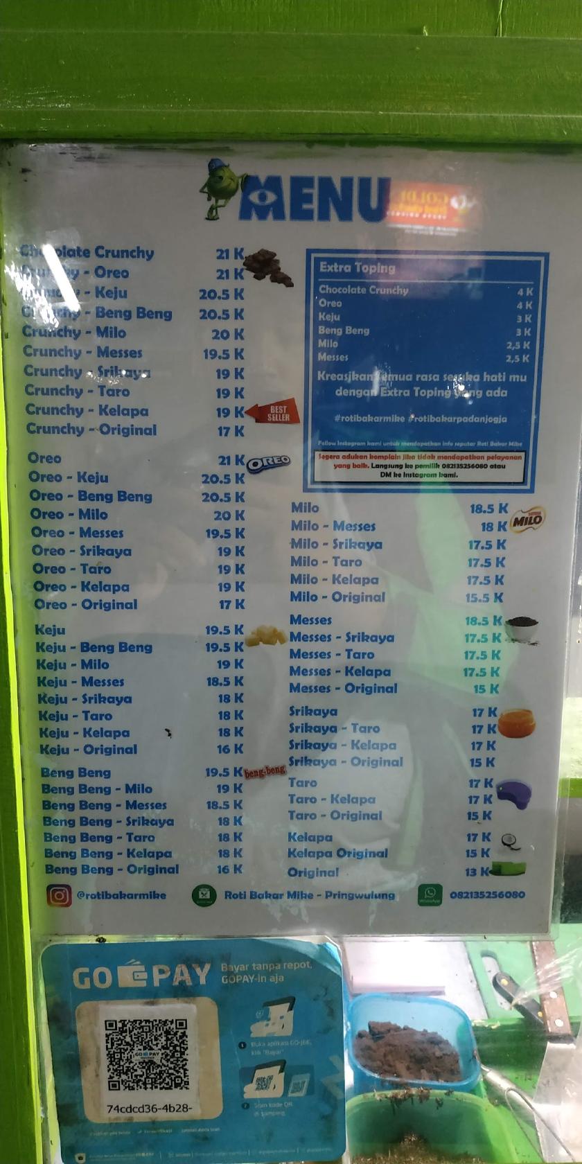 Menu At Roti Bakar Mike Cafe Sendangadi Jl Empu Tantular No 106