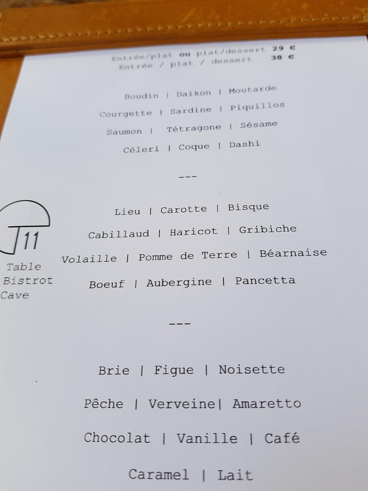 Menu au Le Bistrot du 11 restaurant, Versailles