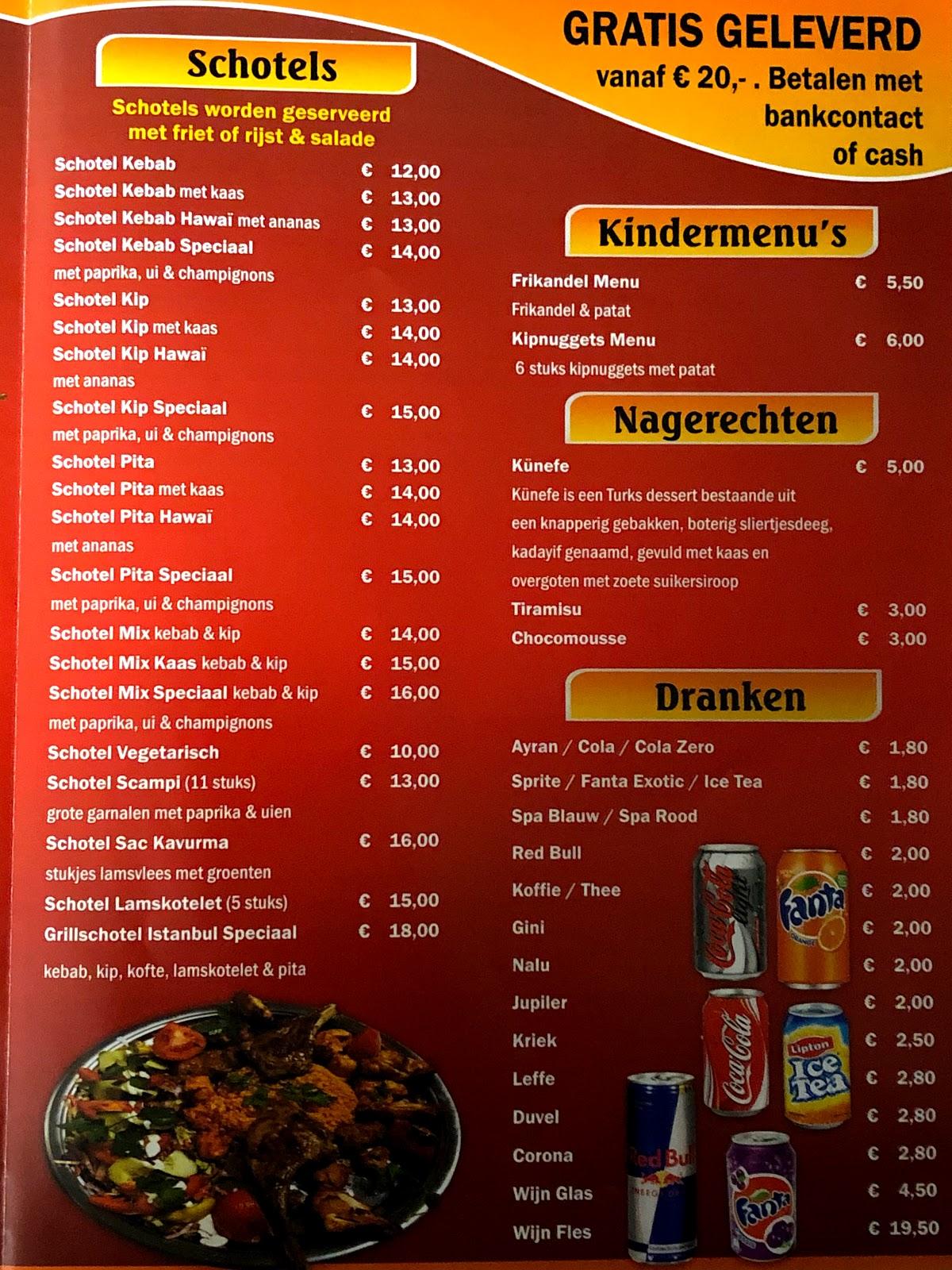 Menu at Eethuis istanbul hoogstraten, Hoogstraten