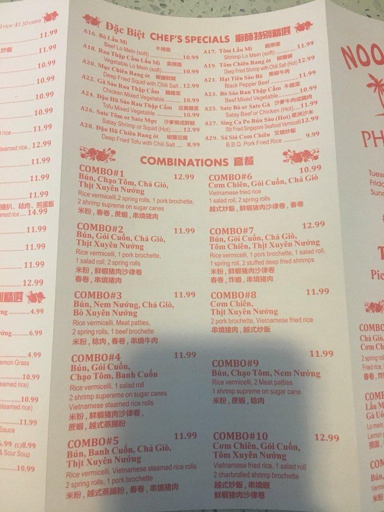 Menu at Noodle Island restaurant, Surrey