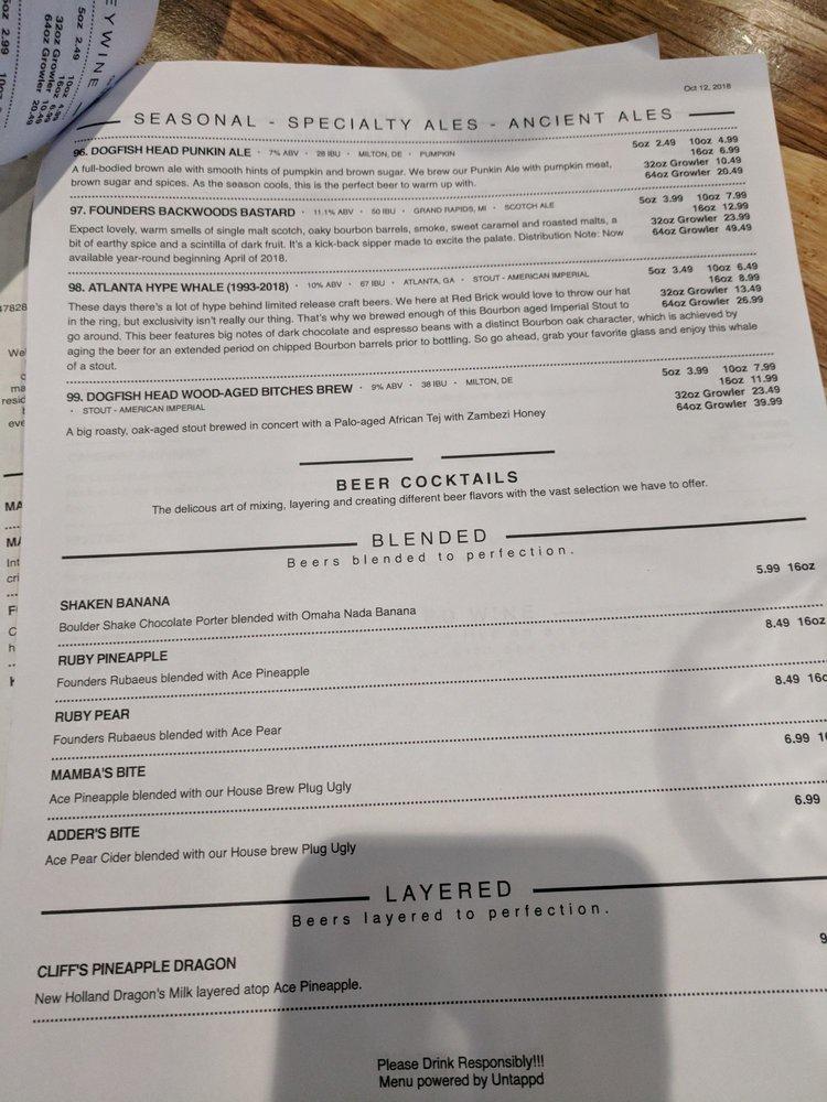 Carta de Black Barley Kitchen & Taphouse, Warner Robins