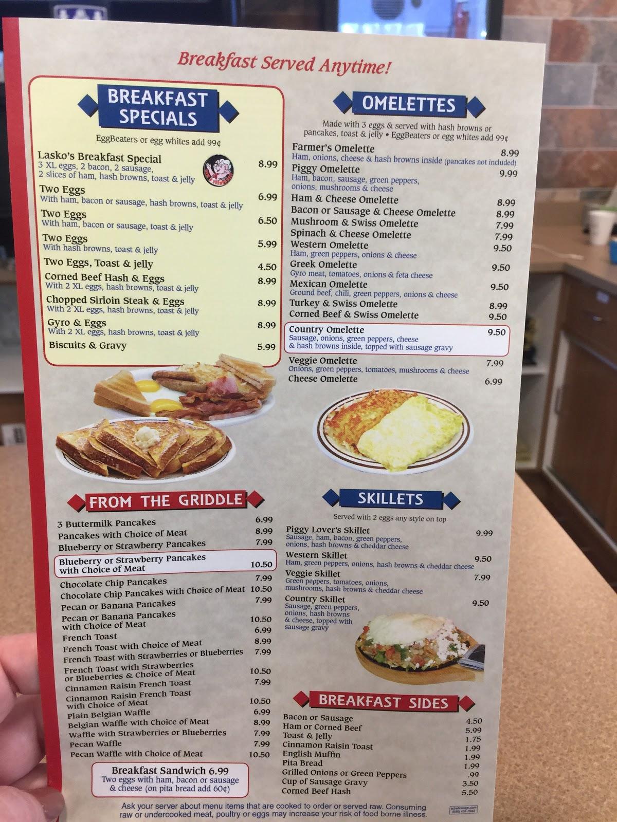 Menu at Lasko’s Restaurant, Bay City