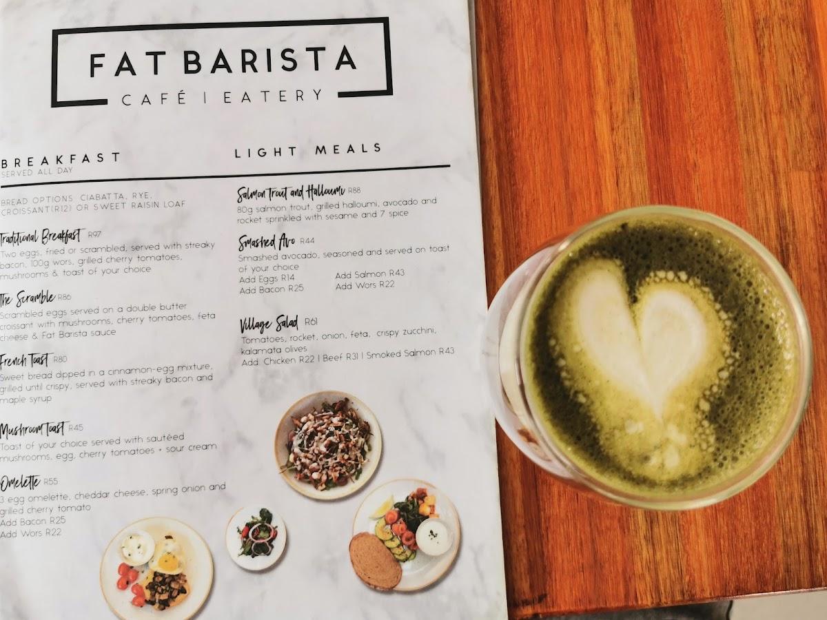 Menu at Fat Barista, Pretoria