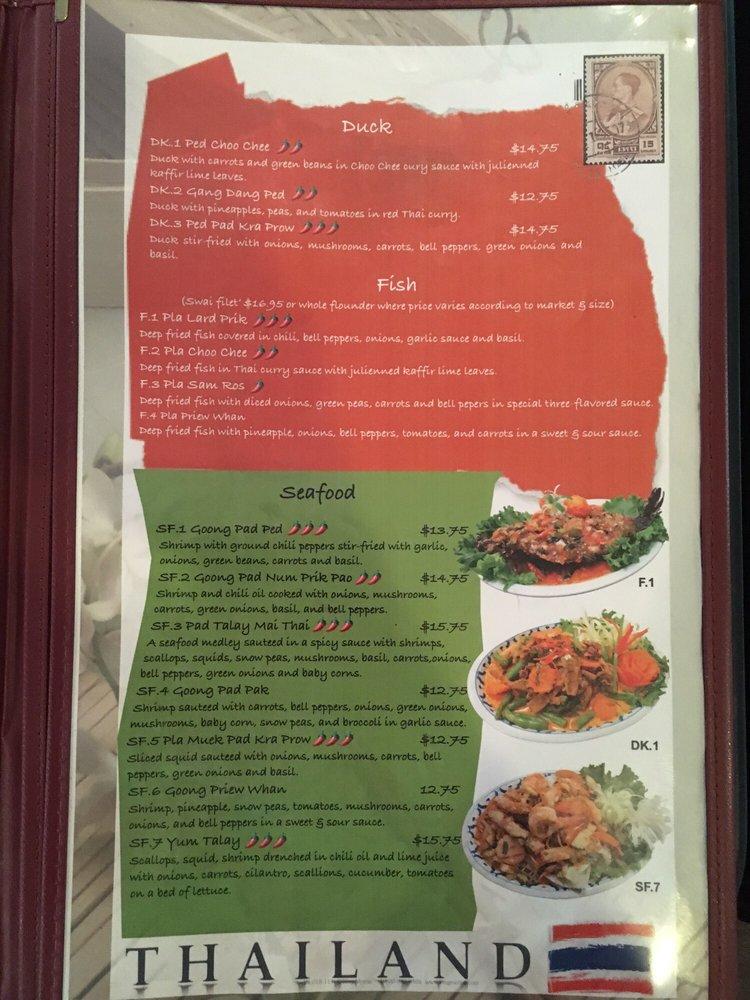 Menu at Mai Thai Restaurant, Evans