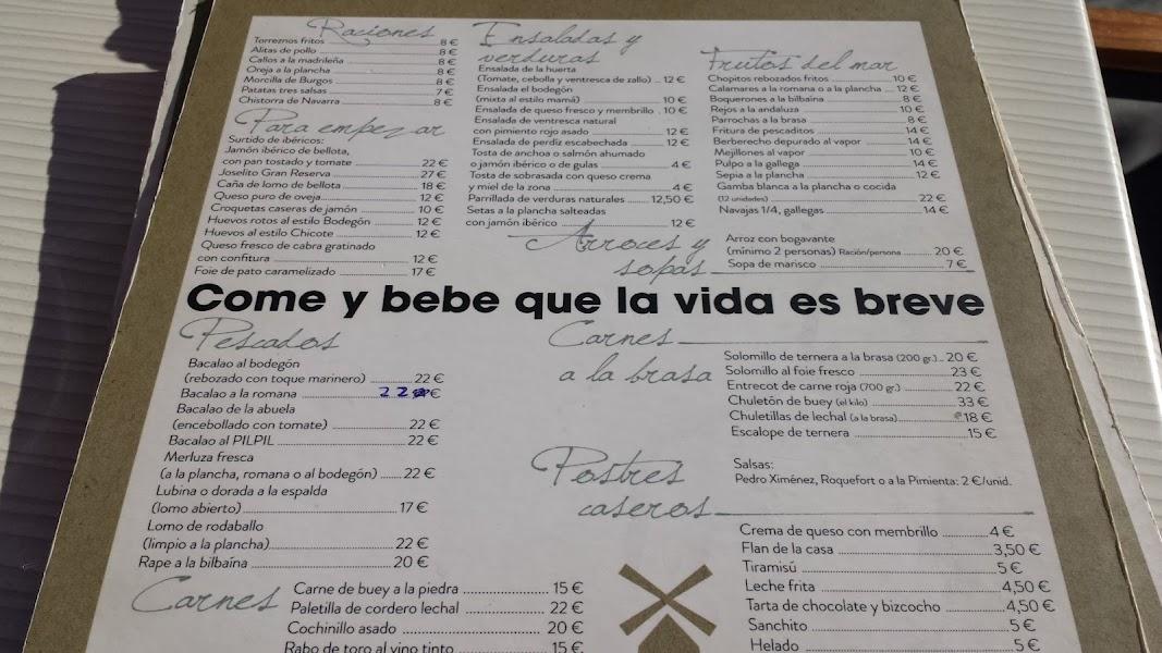 el bodegon menu