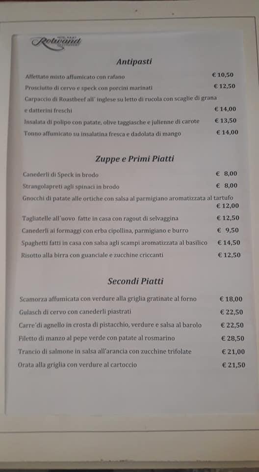 Menu di Restaurant Rotwand 
