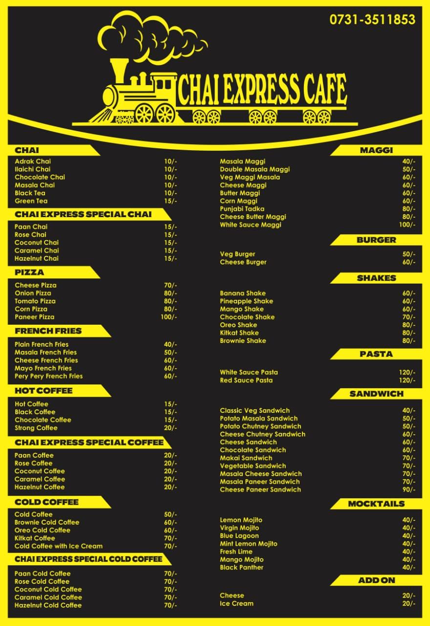 Chai Express Cafe menu