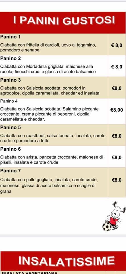 Menu at Snoopy restaurant Arezzo