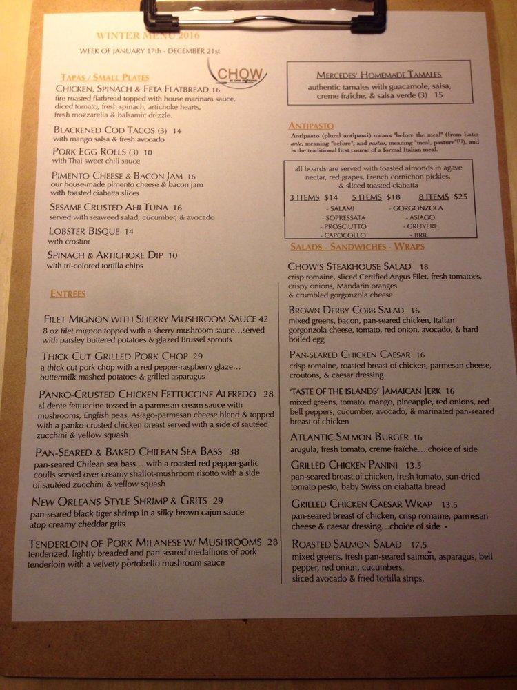 Menu at Chow At One Eighteen pub & bar, Paragould